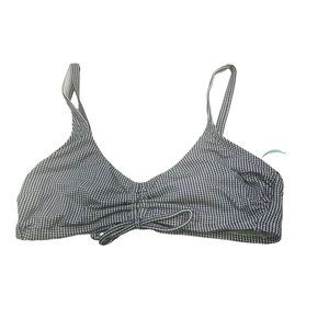 Kona Sol Women's Size Small 4-6 Gingham Cinch Front Bikini Swim Top MISSING PADS